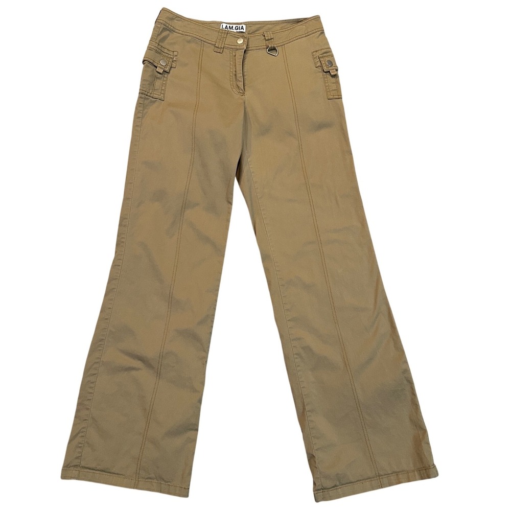 I.AM.GIA Tan Wide Leg Cargo Pants ‎ D-Ring Khaki Streetwear Women Small